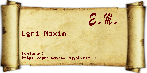 Egri Maxim névjegykártya